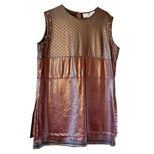 Men's Viking Costume Norse Tunic Faux Leather Woven Look at Yoke LARP Large